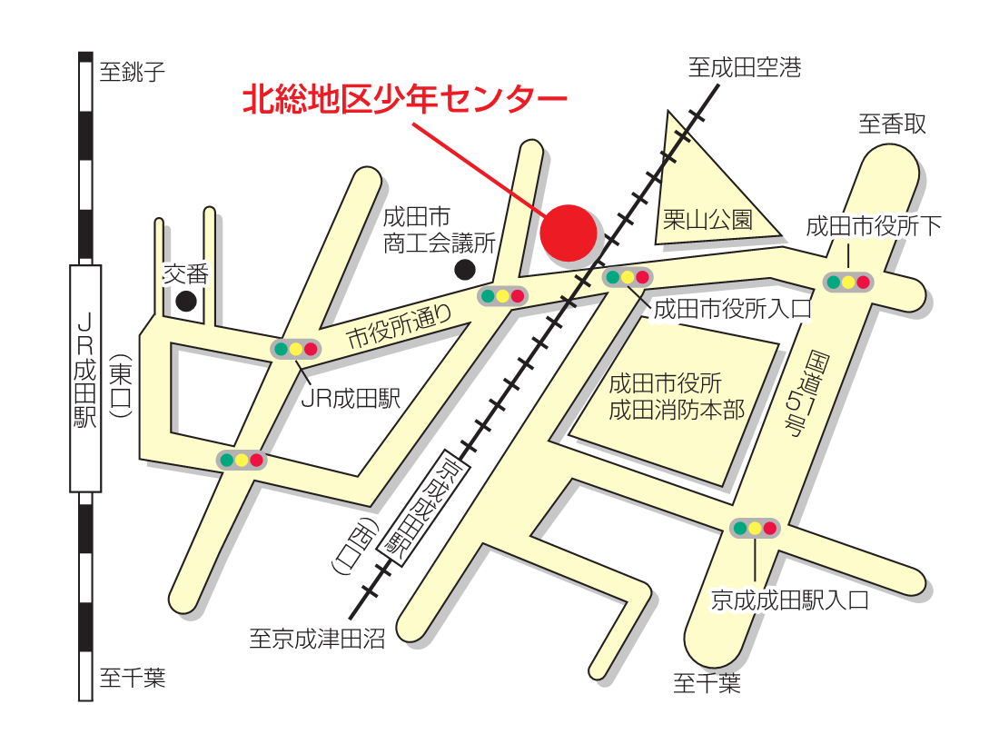 北総地区少年センターへの地図