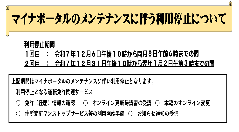 マイナポータルのメンテナンスに伴う利用停止について